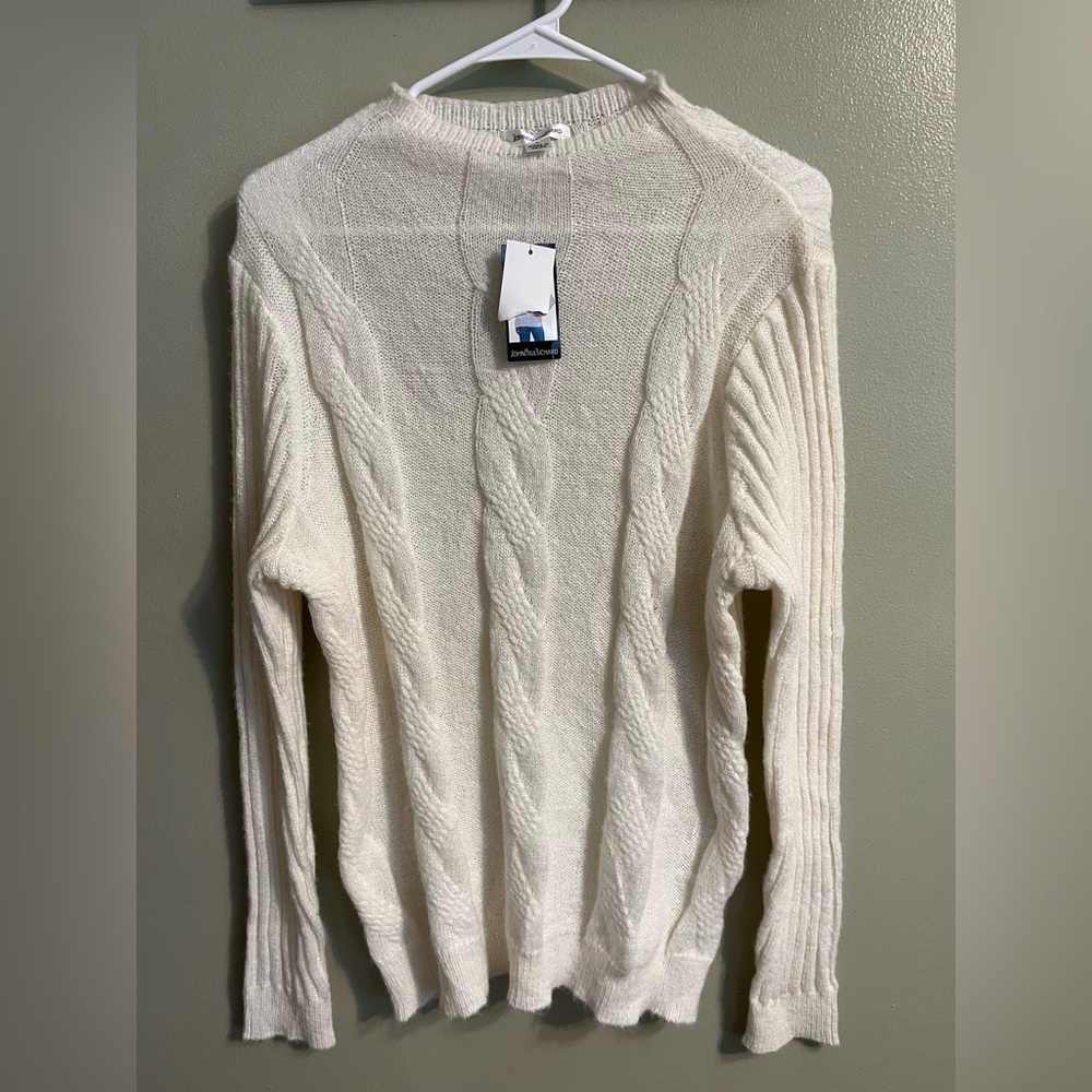 John Paul Richards Womens Ivory Knit Mock Neck Pullover Sweater Size L NWT
